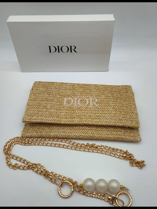 Source Unknown Handbags - DIOR Beauty Limited Edition Rattan Jute Woven Clutch Chain Bag Natural NIB